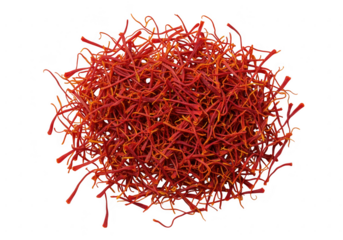 Pile of saffron threads isolated on transparent background