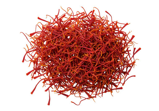 Pile of saffron threads isolated on transparent background