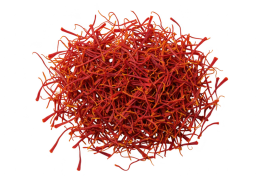 Pile of saffron threads isolated on transparent background
