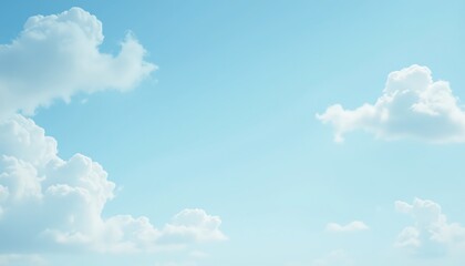 Fototapeta premium Bright blue sky with fluffy white clouds.