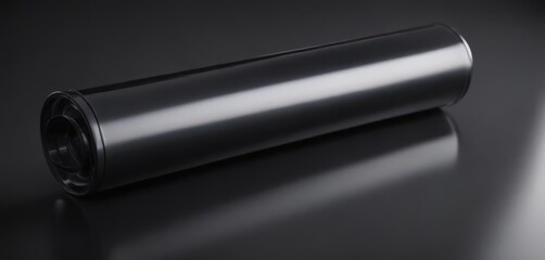 Highly polished black aluminum, displaying rich reflections , chrome, reflective