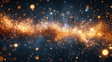 Fototapeta premium Abstract cosmic stream of golden particles