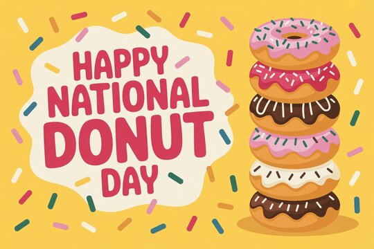 Stack of colorful donuts, perfect for celebrating national donut day.