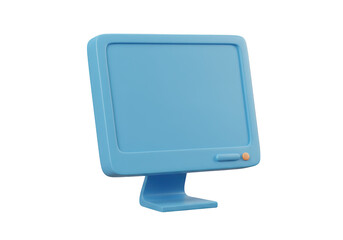 Blue cartoon computer monitor isolated on transparent background