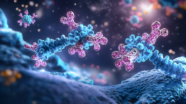Microscopic View of Antibody Binding to DNA Helix Medical Research Molecular Biology Genetics