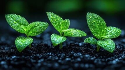 Naklejka premium Sprouting seedlings in rich soil