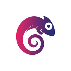 Chameleon Logo with Curled Tail Design