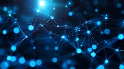 Obraz premium Abstract Blue Network Digital Connections Technology Background Futuristic Nodes Lines Structure Modern Elegant Design Illustration Graphic Digital 