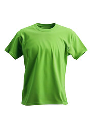 3d mockup of plain green short-sleeve t-shirt isolated on transparent background, ideal for graphic designers and mockups. Clean, simple, and ready for custom print or branding use