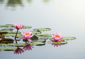 Pink lotus flower in water garden