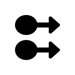 Two horizontal arrows with circular origins pointing to the right in a stacked configuration image