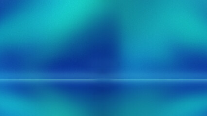 Blue-green gradient studio room, abstract background pattern, walls and floor reflect neon lights, dark tones and feel speed of digital technology connected turquoise background. Future technology.