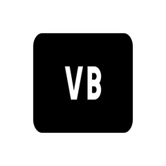 A simple black rectangle with rounded corners displaying the white letters vb in the center of the shape