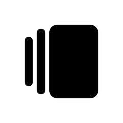 Black rounded rectangles of varying heights arranged in a horizontal line on a white background