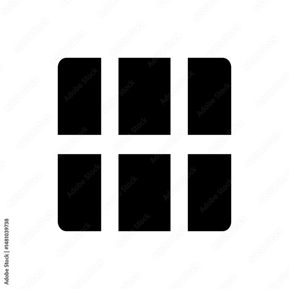 Poster black rounded rectangles arranged in a grid pattern against a white background forming a plus shape 