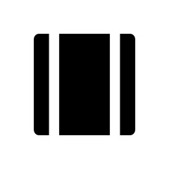 Illustration of a black rectangular shape with rounded corners and two white vertical lines on each side