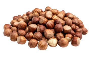 Fototapeta premium A Pile Of Whole Hazelnuts Isolated On A Transparent Background
