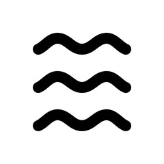 Three horizontal black wavy lines stacked vertically against a white background creating a simple pattern design