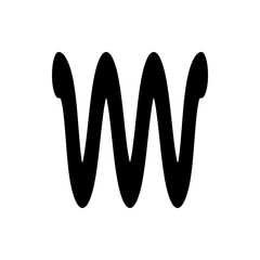 Illustration of a simple black wavy line with rounded ends on a white background in a minimalist style