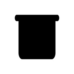 A solid black rectangular shape with rounded corners and a short shelf at the top edge design element