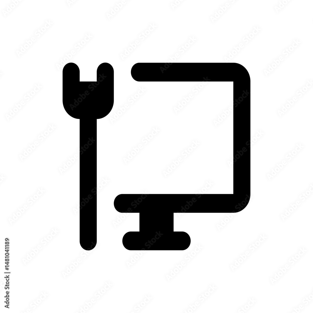 Poster illustration of a computer monitor with a wrench tool symbolizing technical support and maintenance 