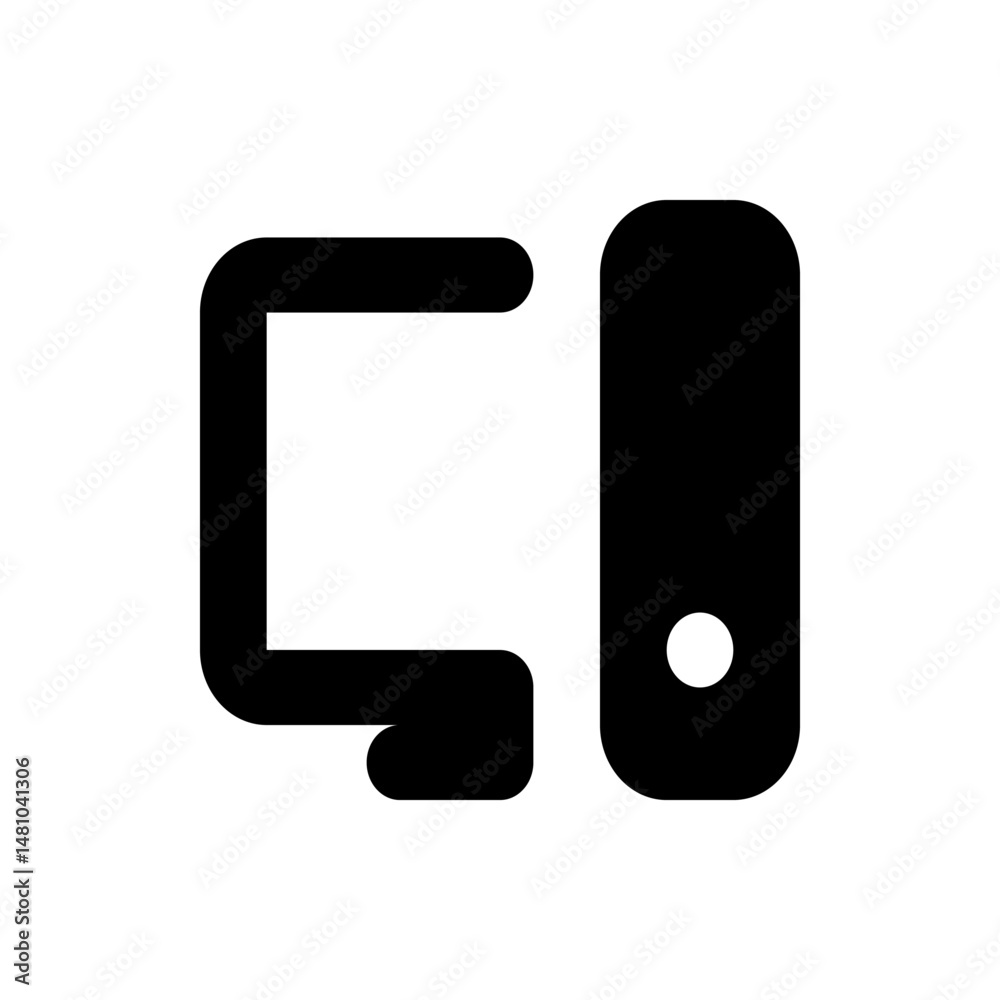 Poster illustration of a desktop computer icon with a monitor and a cpu tower in a minimalist style design