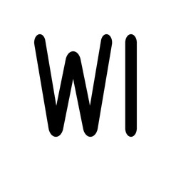 Illustration of the letters w and i in bold black font on a white background forming a simple graphic