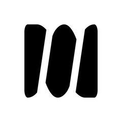 Abstract black and white logo featuring three distinct shapes with rounded edges and negative space design