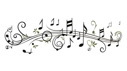 Monochrome Doodle of Music Note Melody Tone in Black and White for Creative Designs