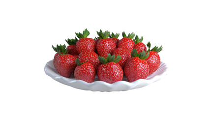 Fresh Juicy Strawberries on a White Plate