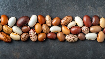 Colorful beans assortment diverse collection of various bean types