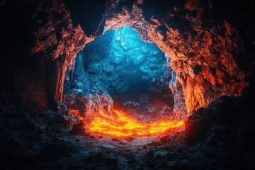 Cave entrance with contrasting colors