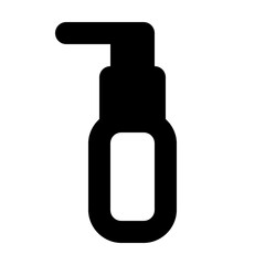 Illustration of a black bottle with a pump dispenser on a white background in a minimalist style