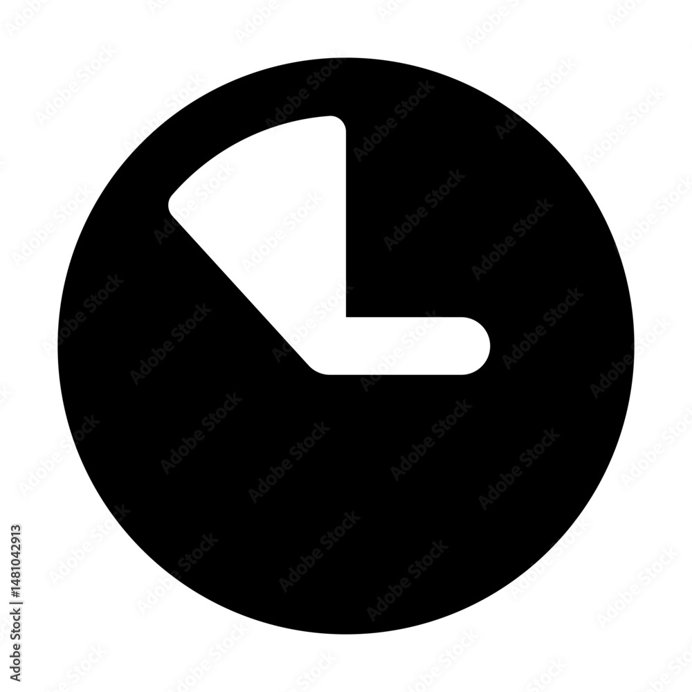 Poster a black circular shape with a white arrow pointing to the left inside the circle in a simple design