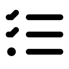 Illustration of a checklist icon with two checkmarks and one circle next to three horizontal lines