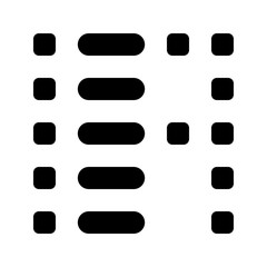 Black squares and rounded rectangles arranged in a grid like pattern on a white background image design