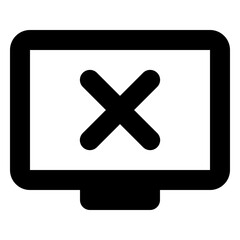 Obraz premium Black monitor displaying a prominent x symbol in the center of the screen against a white background