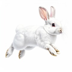 Obraz premium White Rabbit in Mid-Leap: A Realistic Artistic Portrait