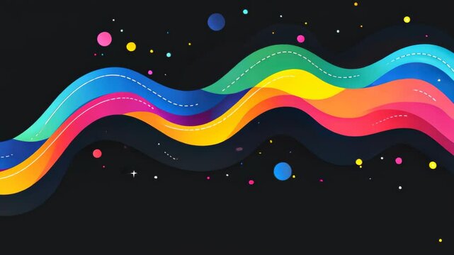 Abstract Wavy Symphony of Color: Dynamic abstract artwork, depicting a flowing, multi-layered design, with a vibrant spectrum of colors and a sense of fluid motion, suitable for creative concept.