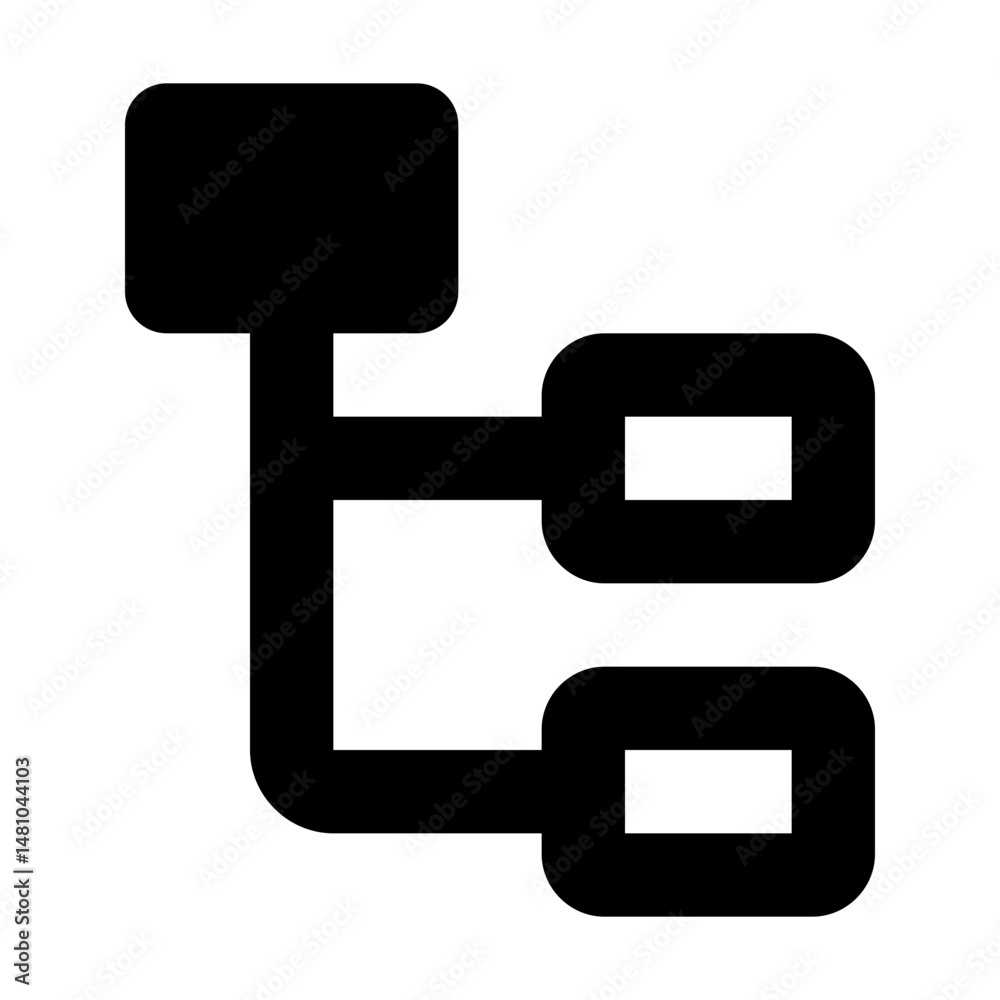 Poster diagram showing a hierarchical structure with a top rounded rectangle connected to two rounded recta
