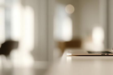 laptop mockup in light aesthetic minimalism focusing on single element