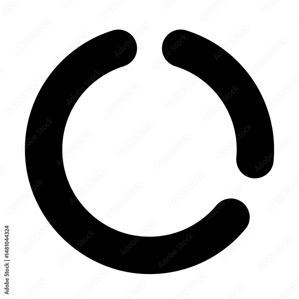 Poster an incomplete black circle with rounded ends on a white background suggesting a loading or progress 