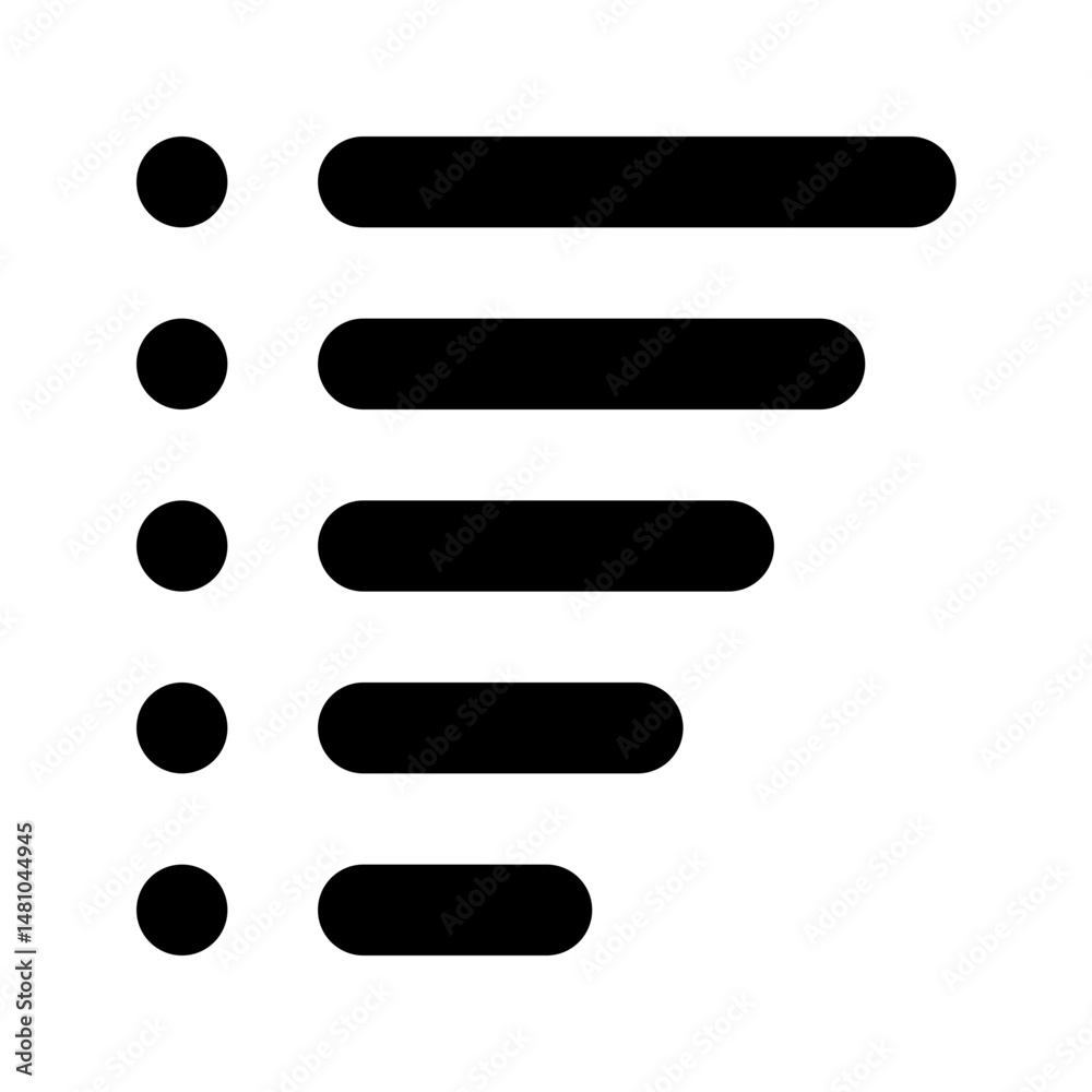 Poster list icon showing a vertical stack of rounded rectangles with circular bullets on the left side of t