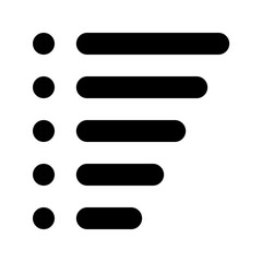 List icon showing a vertical stack of rounded rectangles with circular bullets on the left side of them