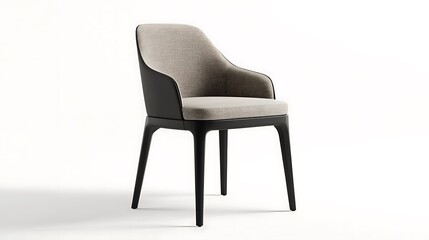A sleek, modern dining chair with a contoured back, isolated against a white background