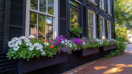 Charming house with colorful window boxes