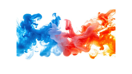 Abstract Swirling Colors Blue, Red, and Orange Ink in Water