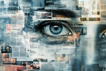 Intriguing collage of newspaper headlines highlighting ai concerns and technology impact