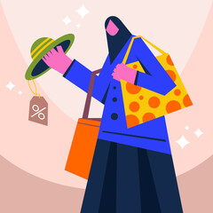illustration of people shopping getting discounts