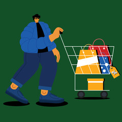 illustration of people shopping getting discounts